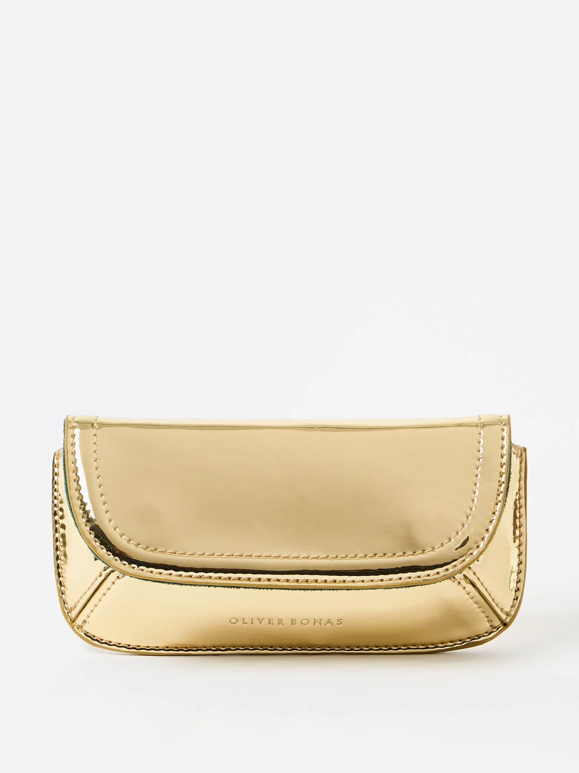 Carly gold patent sunglasses case