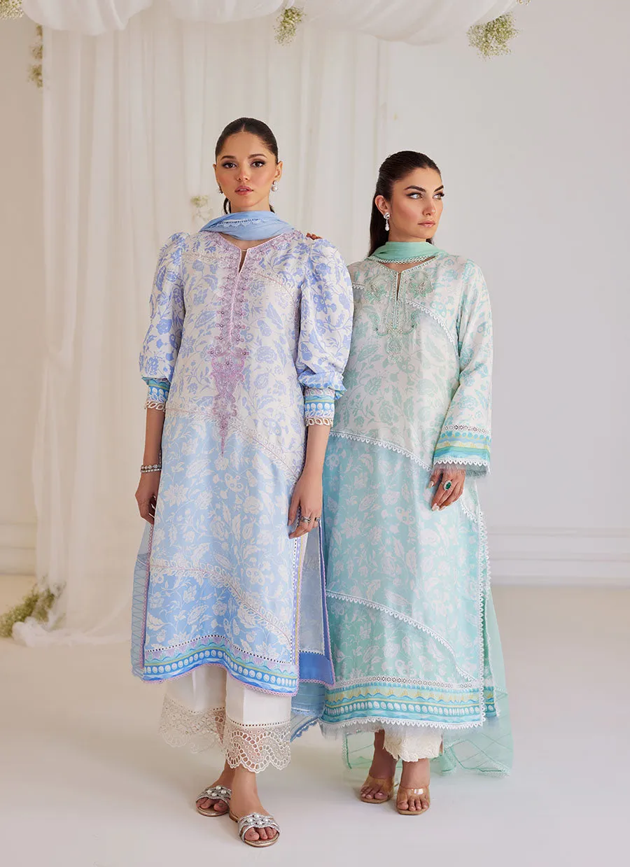 Carman Aqua Shirt And Dupatta