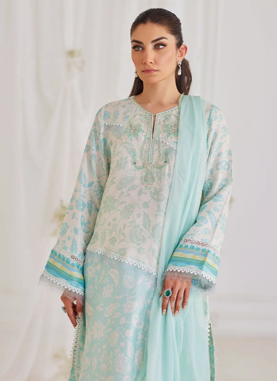 Carman Aqua Shirt And Dupatta