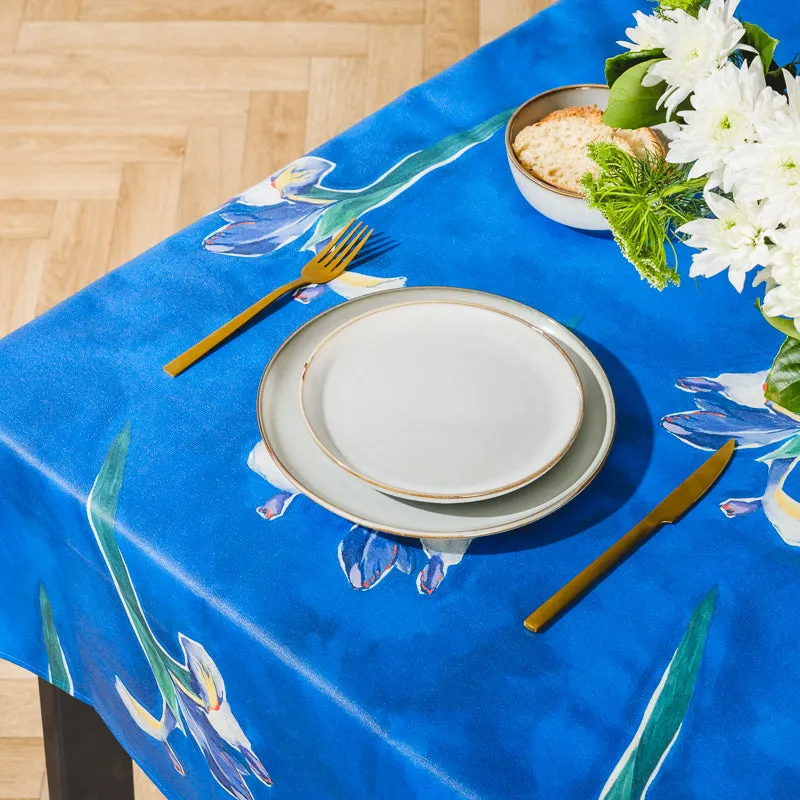 Carmel Designs Tablecloth Irises - Azure Blue