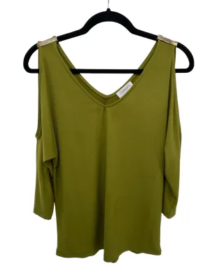 Carmen Marc Valvo Misses Size Small Green 3/4 Blouse