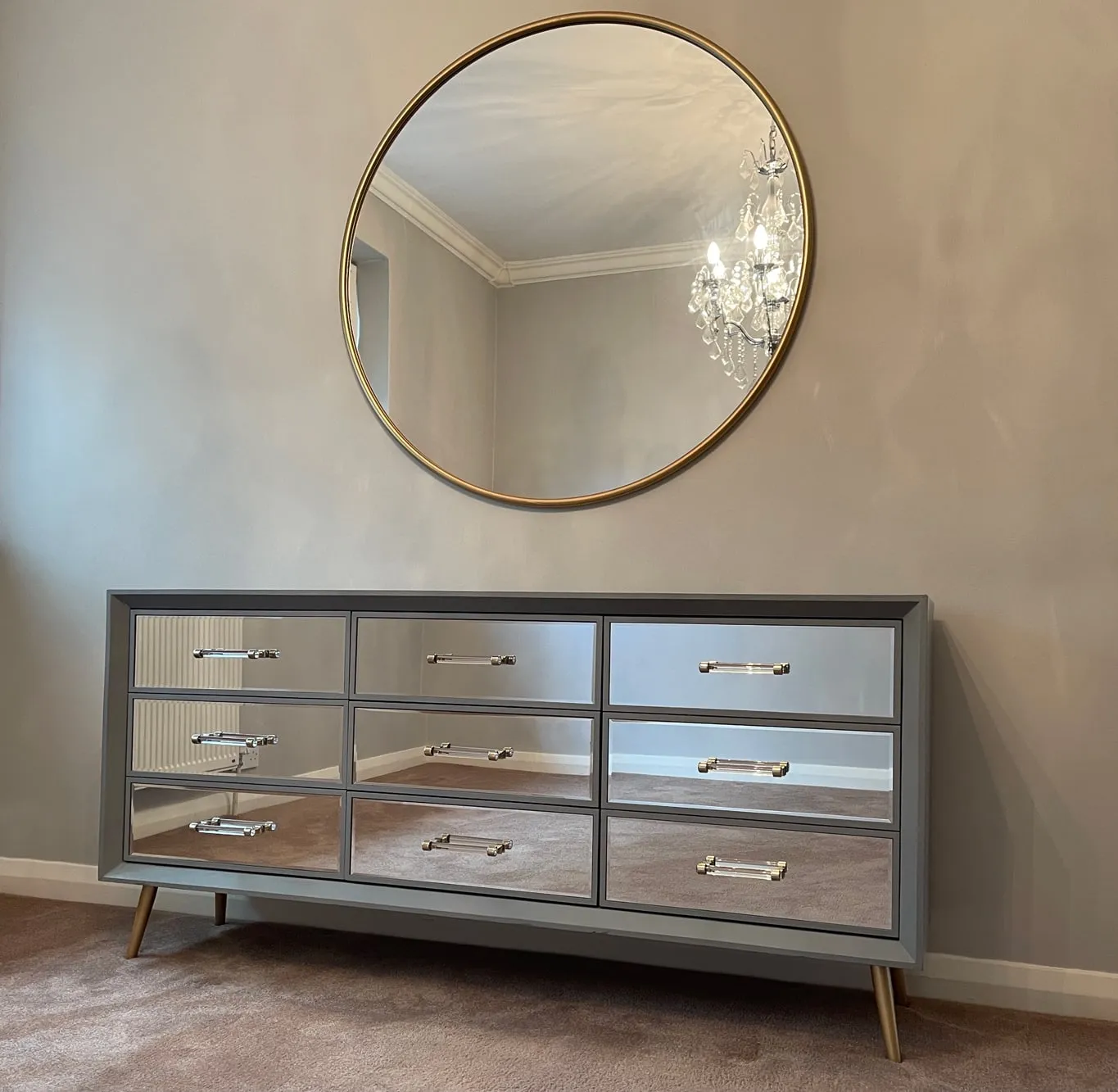 Carnaby Mirrored Sideboard in Grey