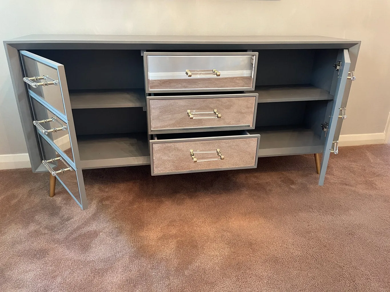 Carnaby Mirrored Sideboard in Grey