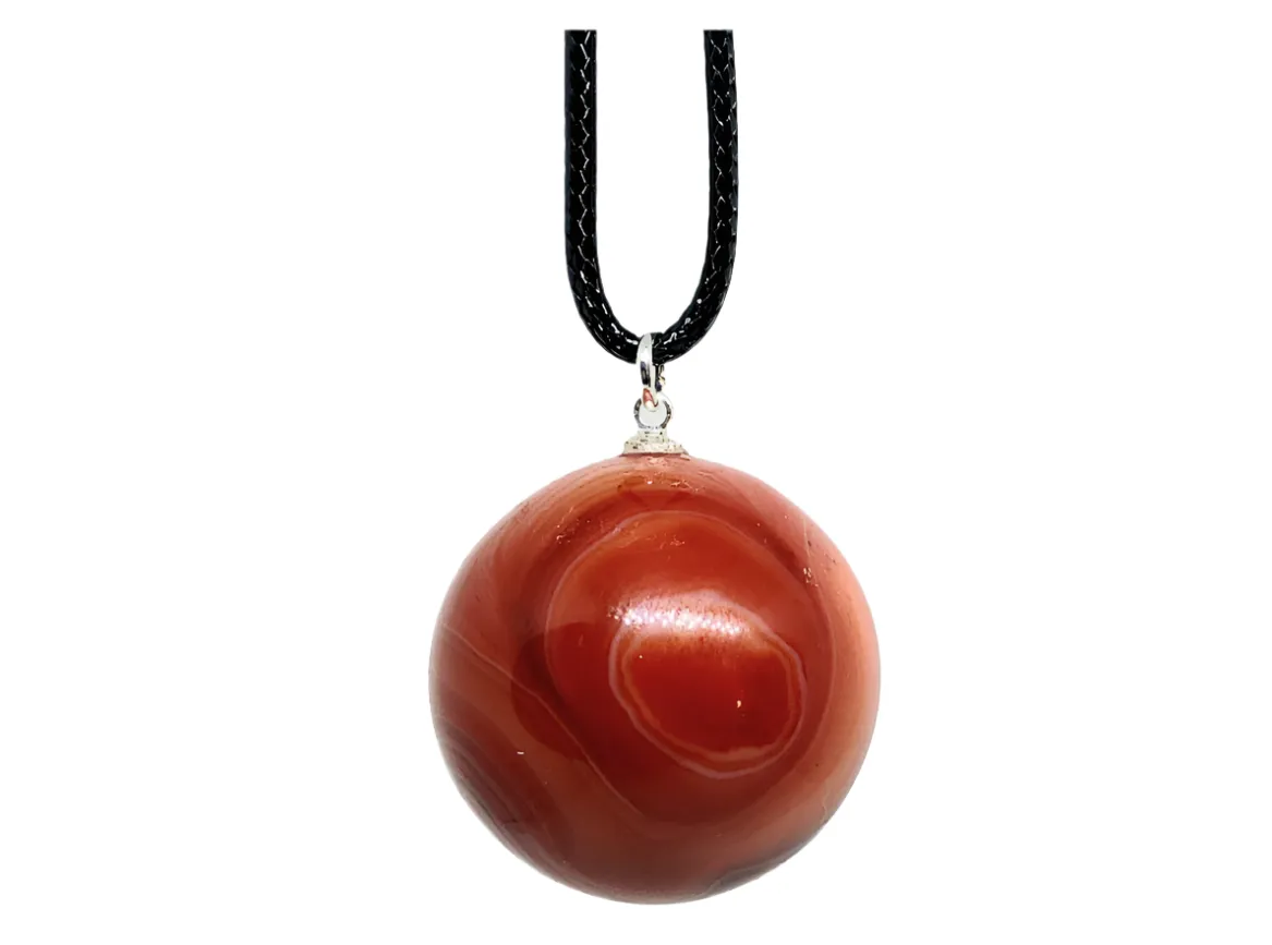 Carnelian Crystal Sphere Necklace