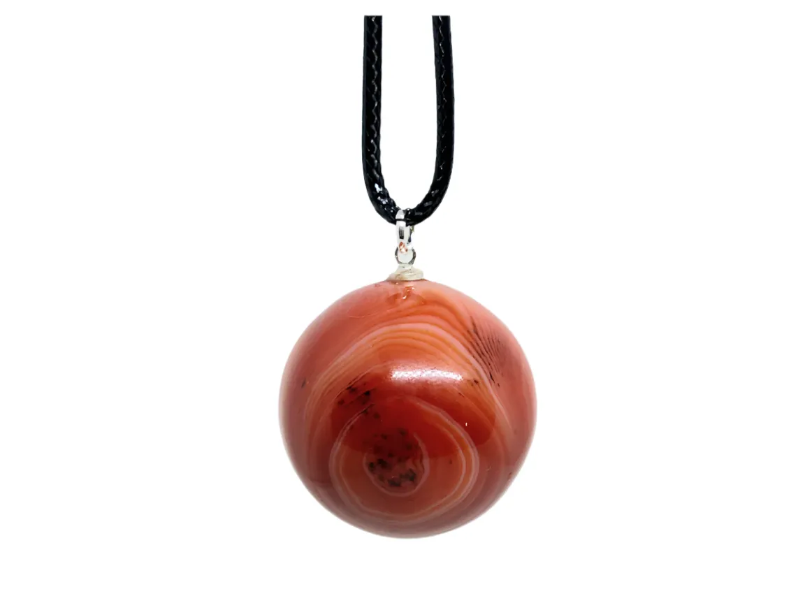 Carnelian Crystal Sphere Necklace