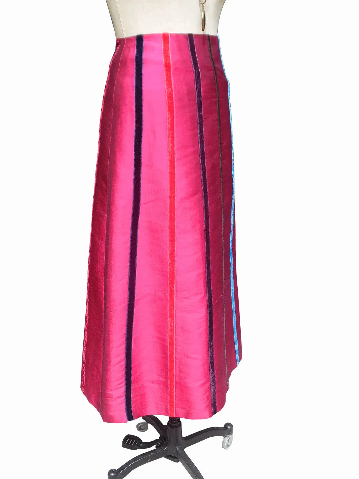 Carnival Skirt Thai Silk And Velvet Ribbons Garnet