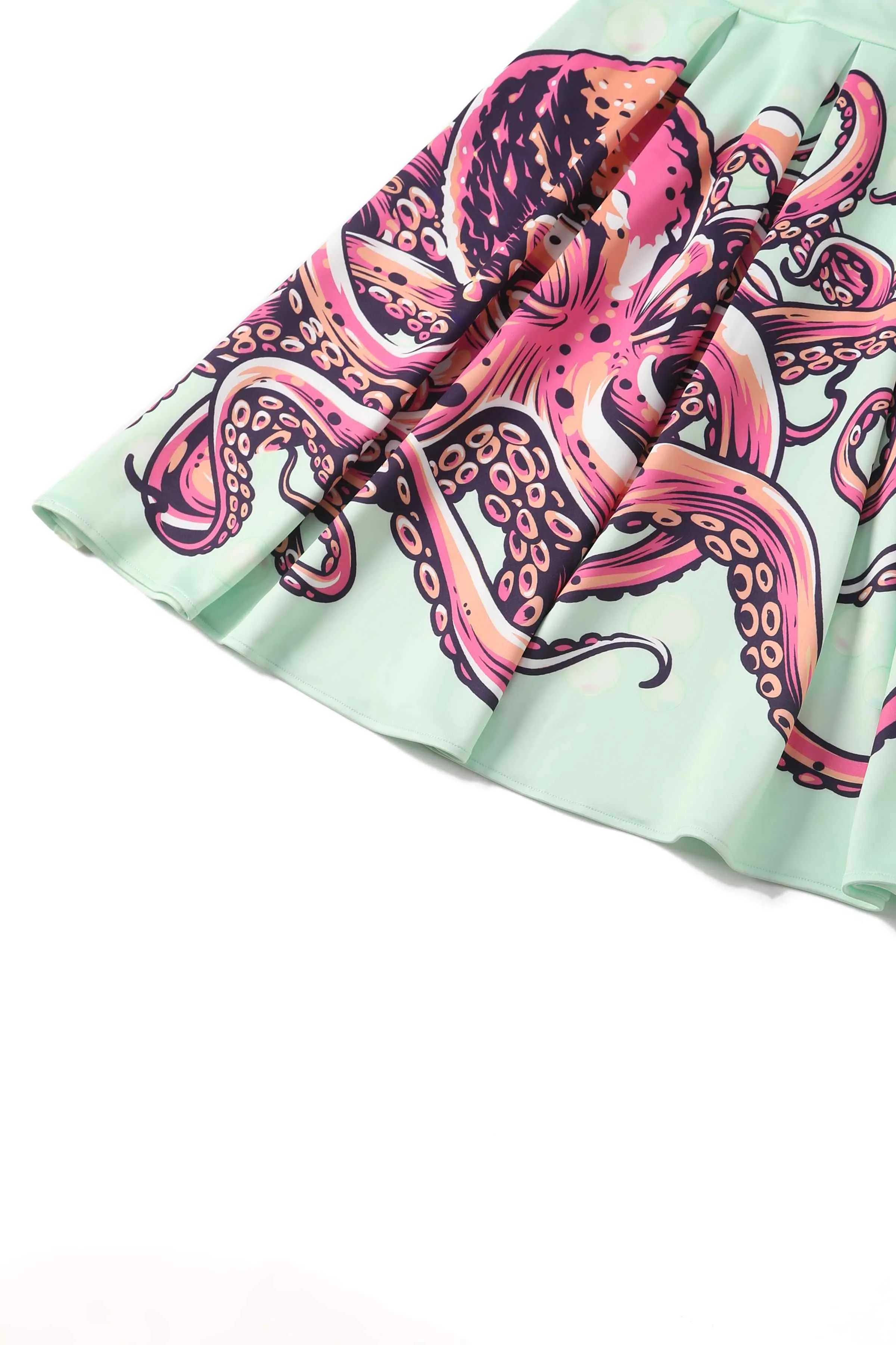 Carolyn Mint Green Octopus Box Pleated Skirt