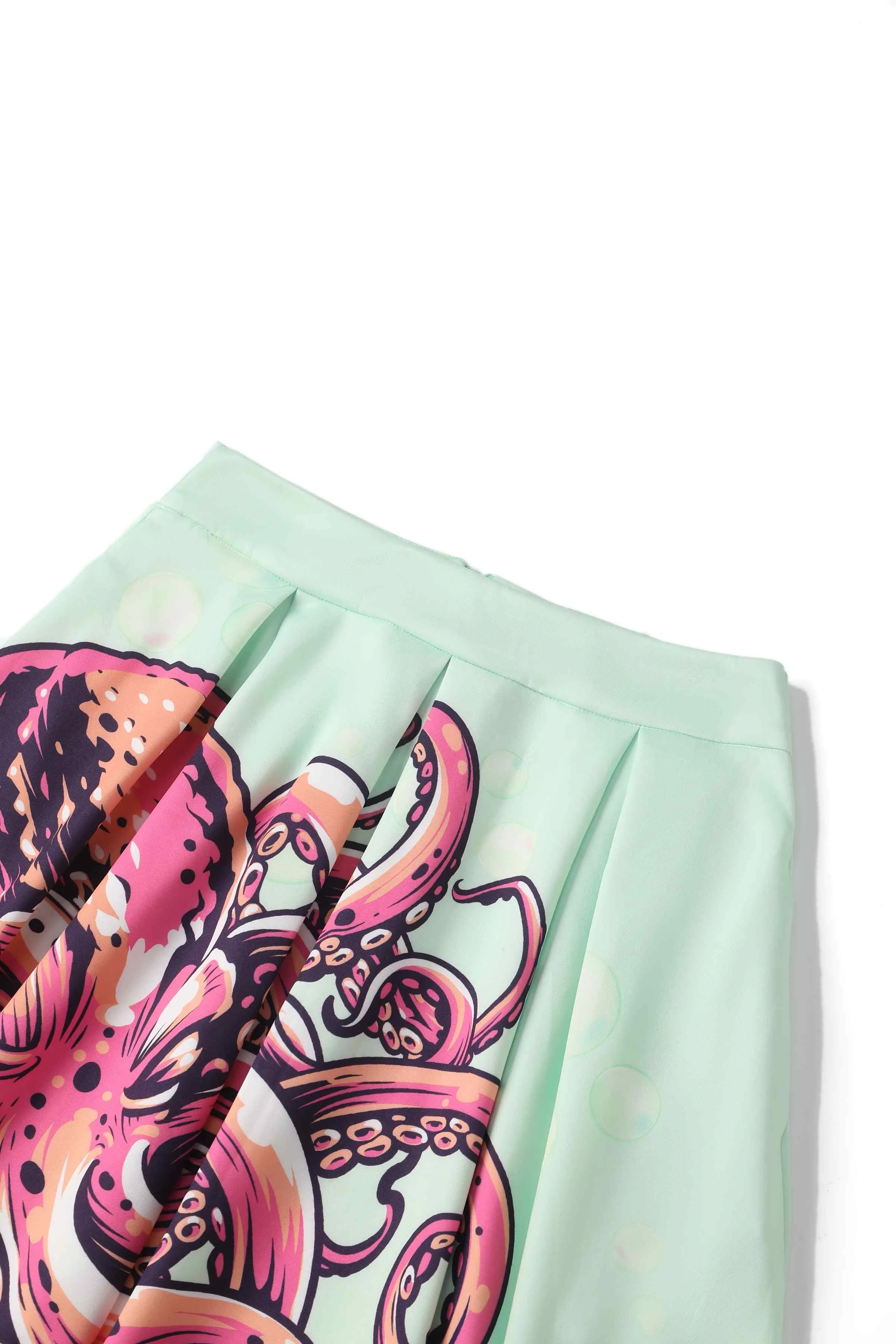 Carolyn Mint Green Octopus Box Pleated Skirt