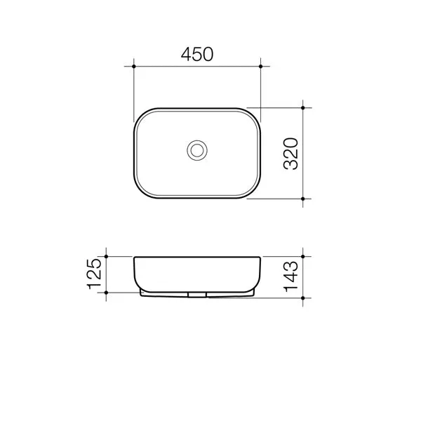 Caroma Luna Semi Recessed Basin (Without Tap Landing)