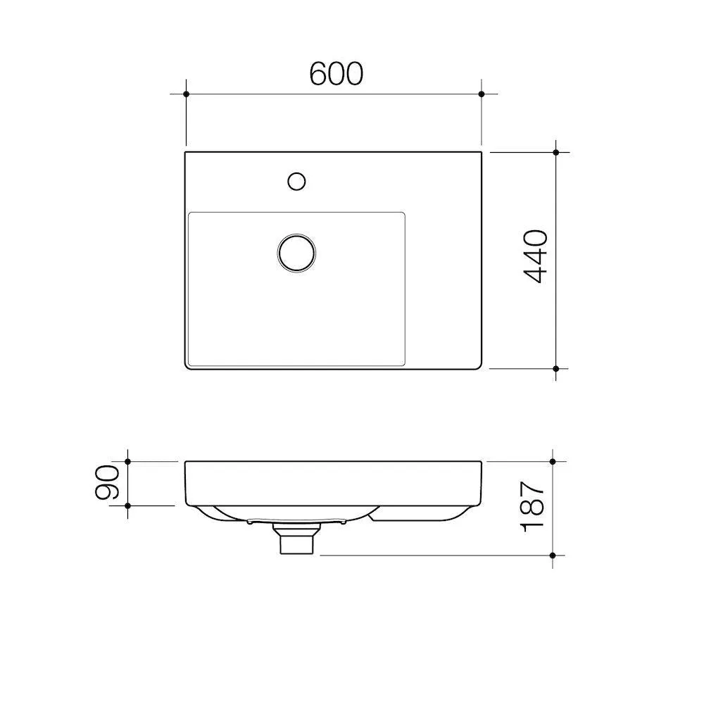 Caroma Urbane II Right Hand Shelf Wall Basin