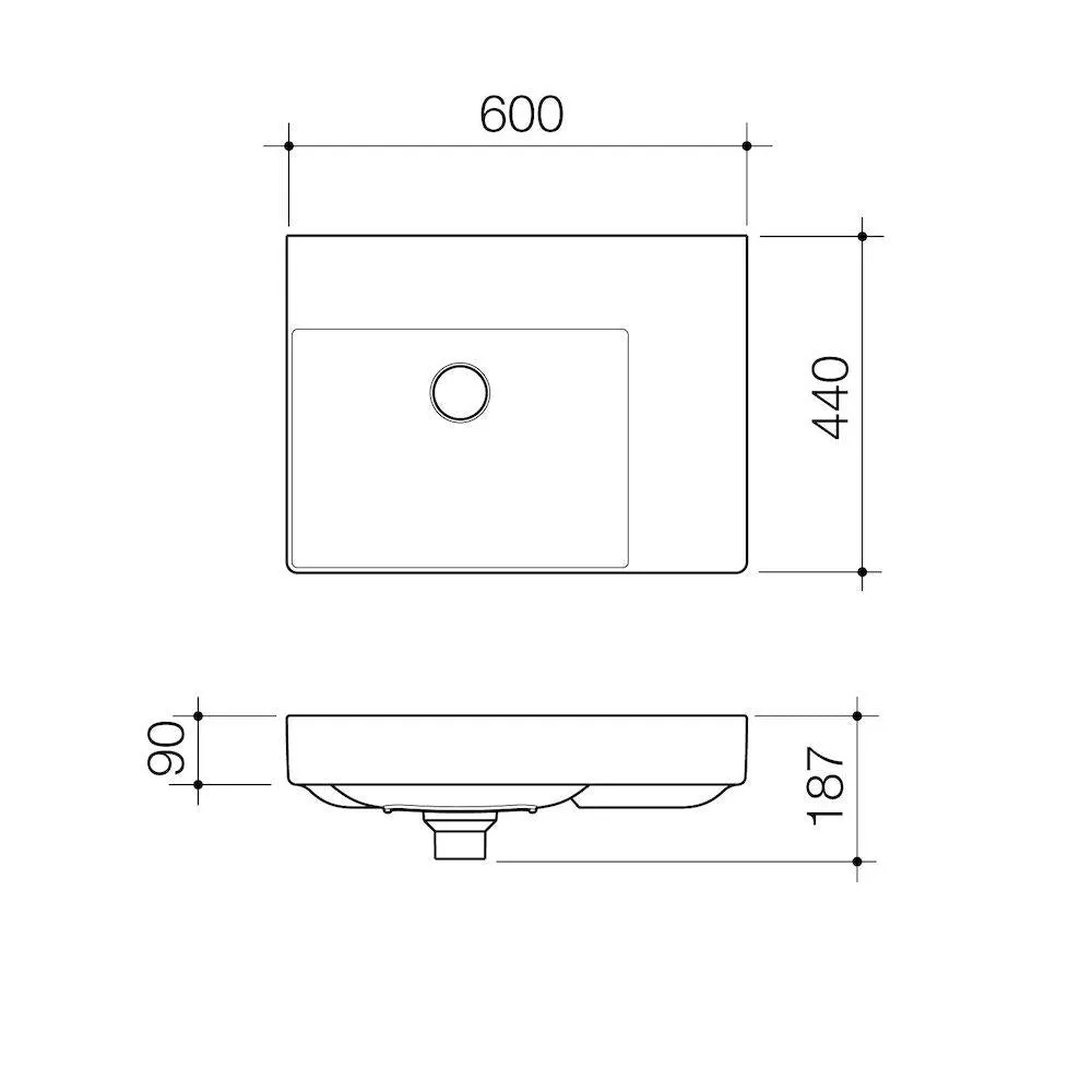 Caroma Urbane II Right Hand Shelf Wall Basin