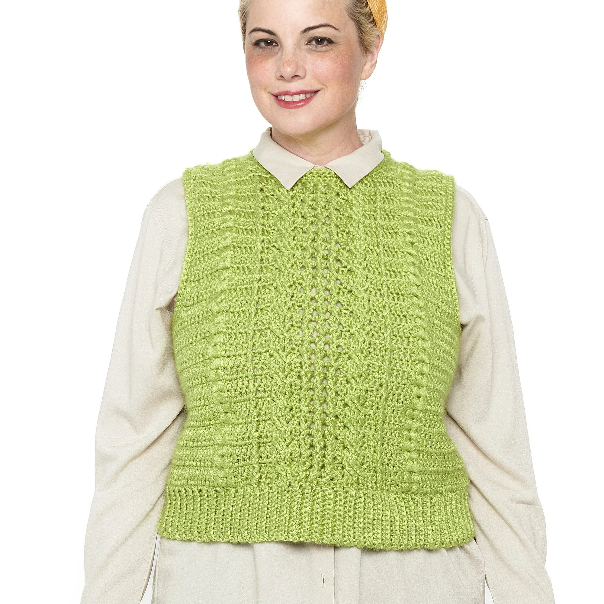 Caron Celtic Cables Crochet Vest