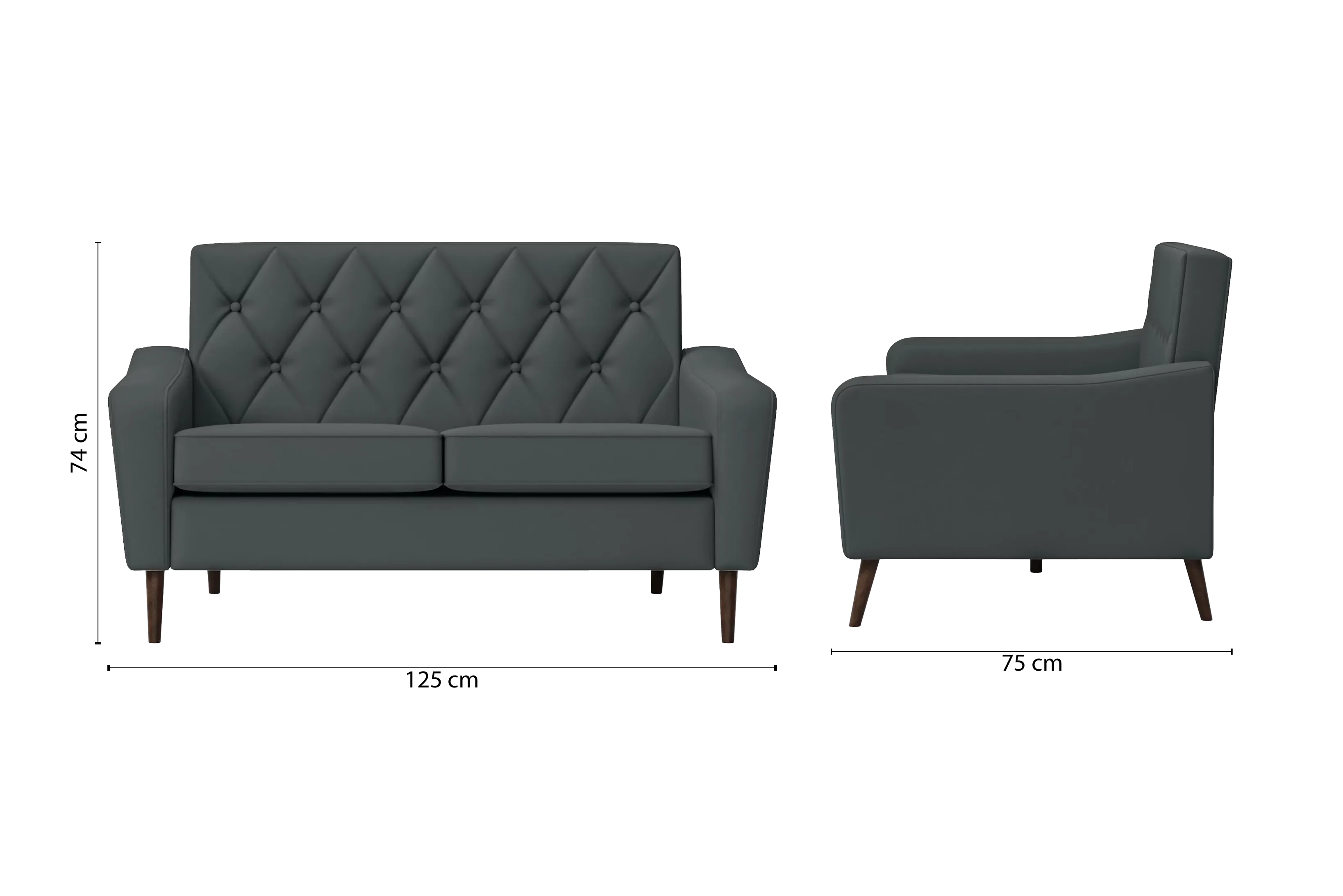 Carpi 2 Seater Sofa Slate Leather