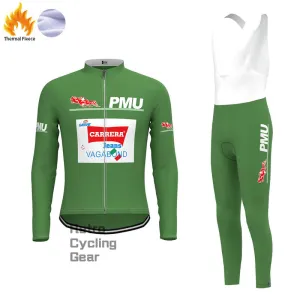 Carrera Green Fleece Retro Long Cycling Kits