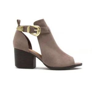 Carrie Open Toe Booties in Taupe