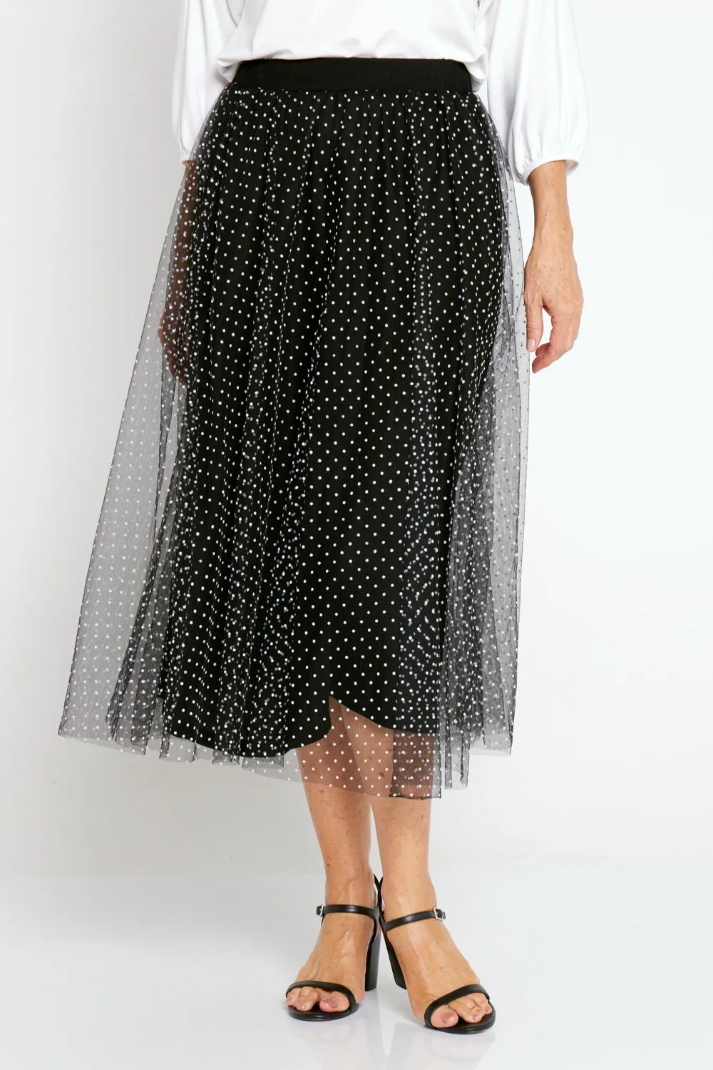 Carrie Tulle Skirt - Black/Micro Spot