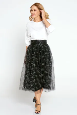 Carrie Tulle Skirt - Black/Micro Spot