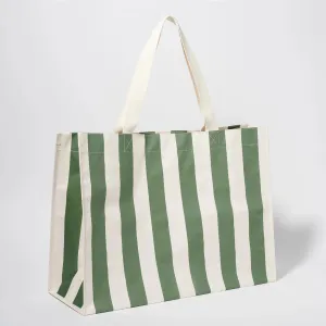 Carryall Beach Bag | The Vacay Olive Stripe