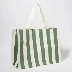 Carryall Beach Bag - Vacay Olive Stripe