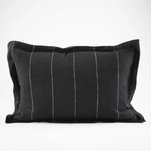 Carter Linen Cushion - Black w' White Stripe