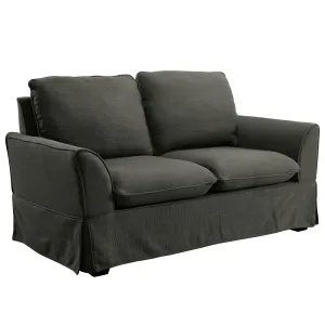 Carthex Transitional Gray Pillow Seat and Skirted Loveseat