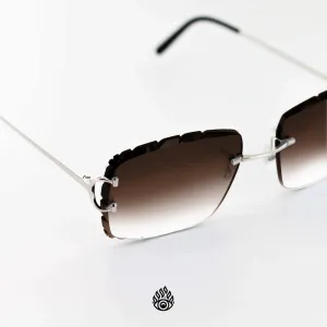 Cartier Big C Glasses with Platinum Detail & Brown Lens CT0092O-002