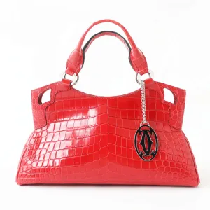 Cartier Marcello Crocodile Handbag Red