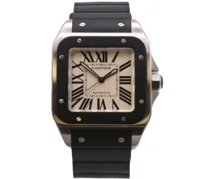 Cartier Santos 100 XL Rubber / Steel Watch - Ref 2656