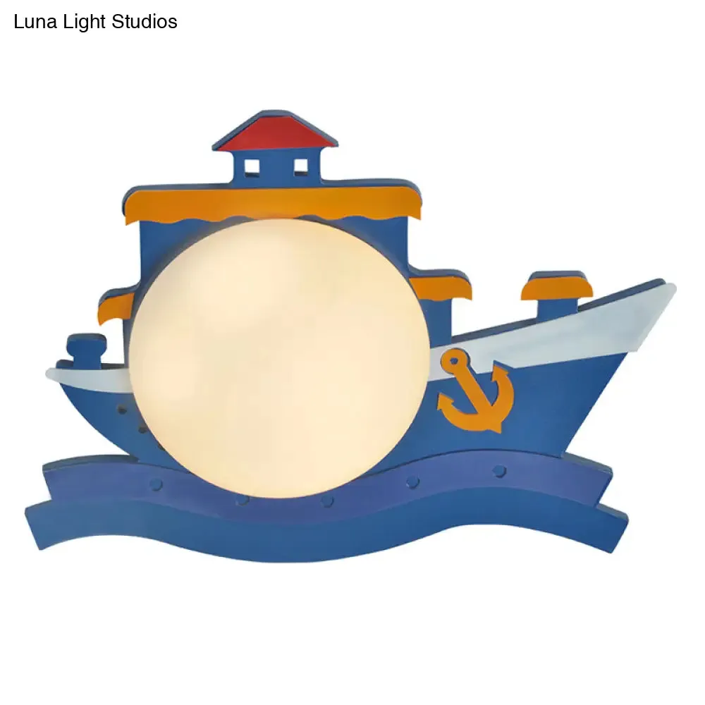 Cartoon Boat Kids Room Sconce – LED Wall Light Fixture for Playful Illumination