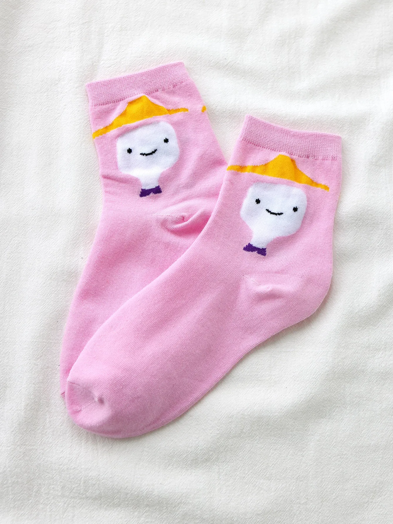 Cartoon Bow With Hat Crew Socks Funny Socks for Women Novelty Socks Funky Socks