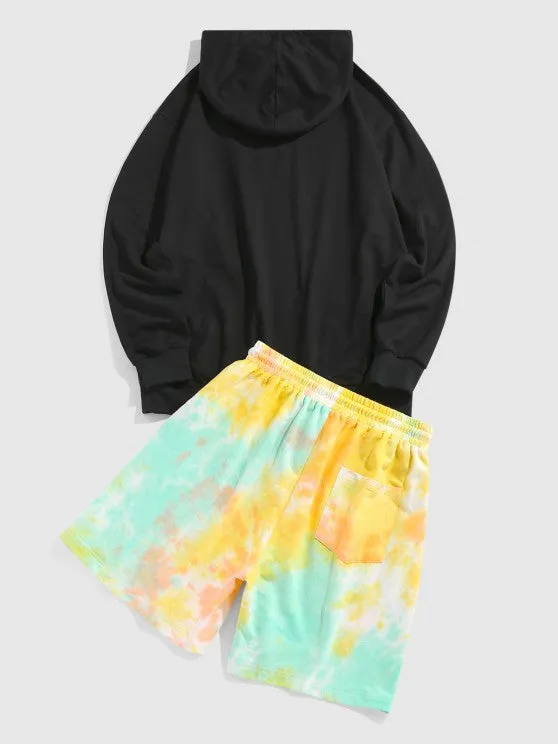 Cartoon Embroidered Hoodie And Shorts