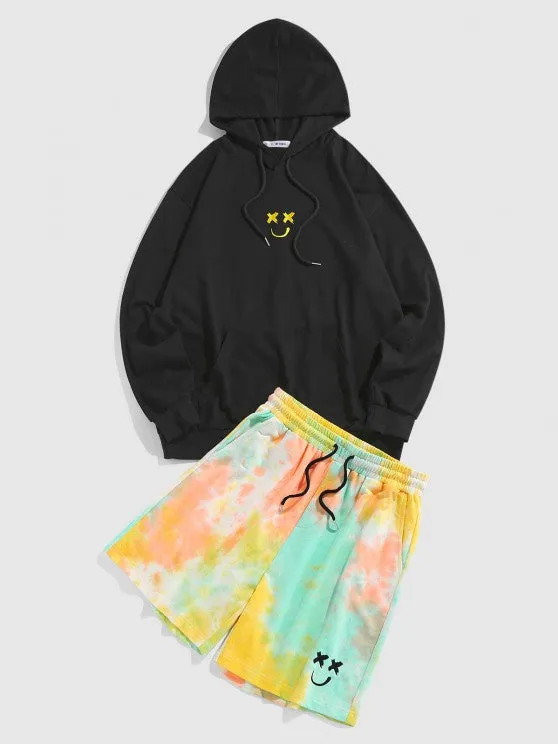 Cartoon Embroidered Hoodie And Shorts