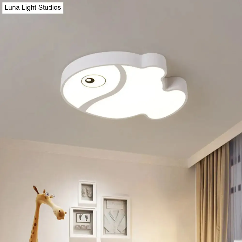 Cartoon Fish Ceiling Light for Kids' Bedrooms – White/Blue LED Acrylic Flushmount Fixture