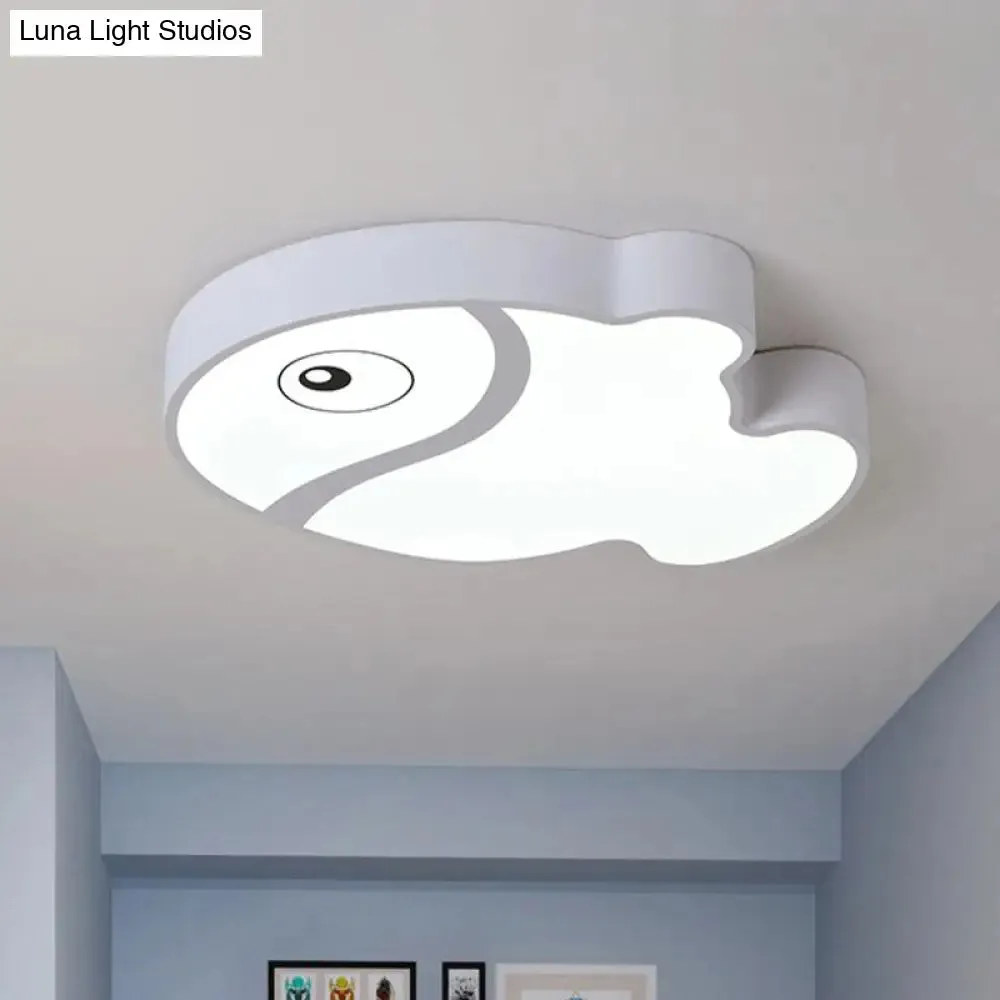 Cartoon Fish Ceiling Light for Kids' Bedrooms – White/Blue LED Acrylic Flushmount Fixture