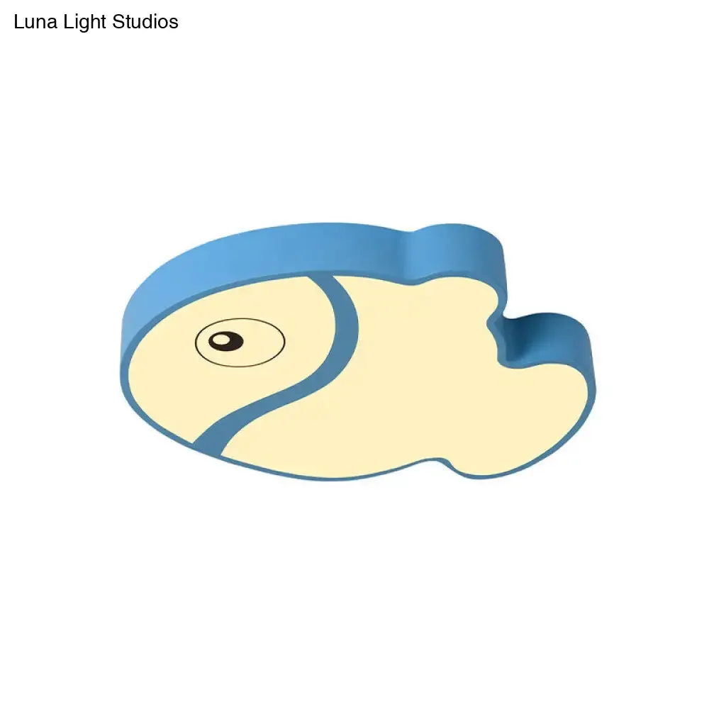 Cartoon Fish Ceiling Light for Kids' Bedrooms – White/Blue LED Acrylic Flushmount Fixture