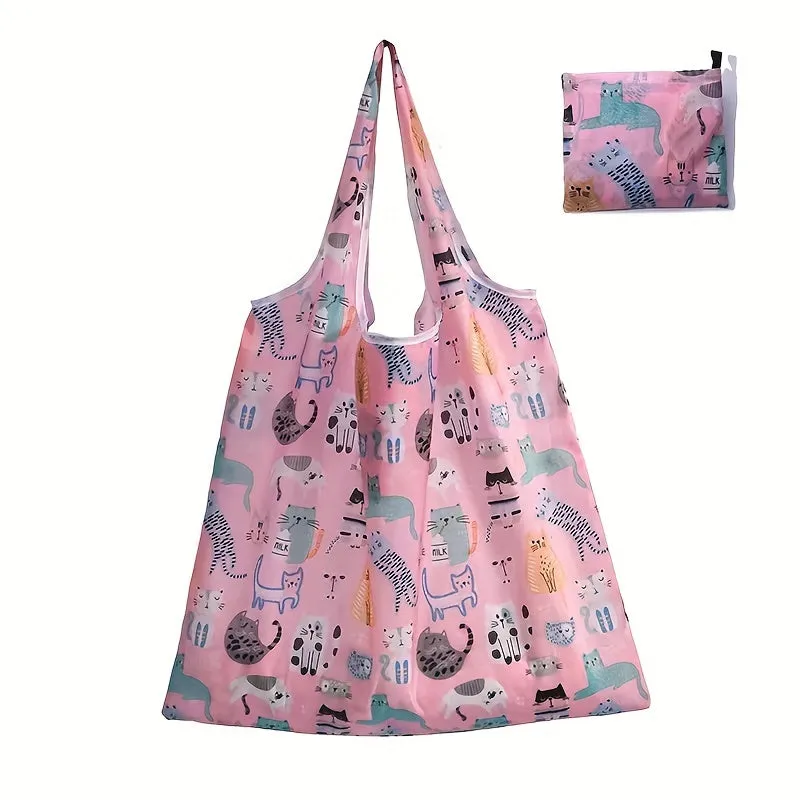 Cartoon Foldable Tote Spacious and Portable Shopping Bag