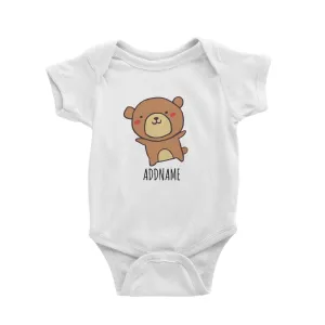 Cartoon Kawaii Bear Doodle White White Baby Romper