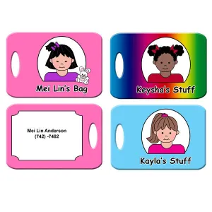 Cartoon Kids Backpack or Luggage Tag - Girl