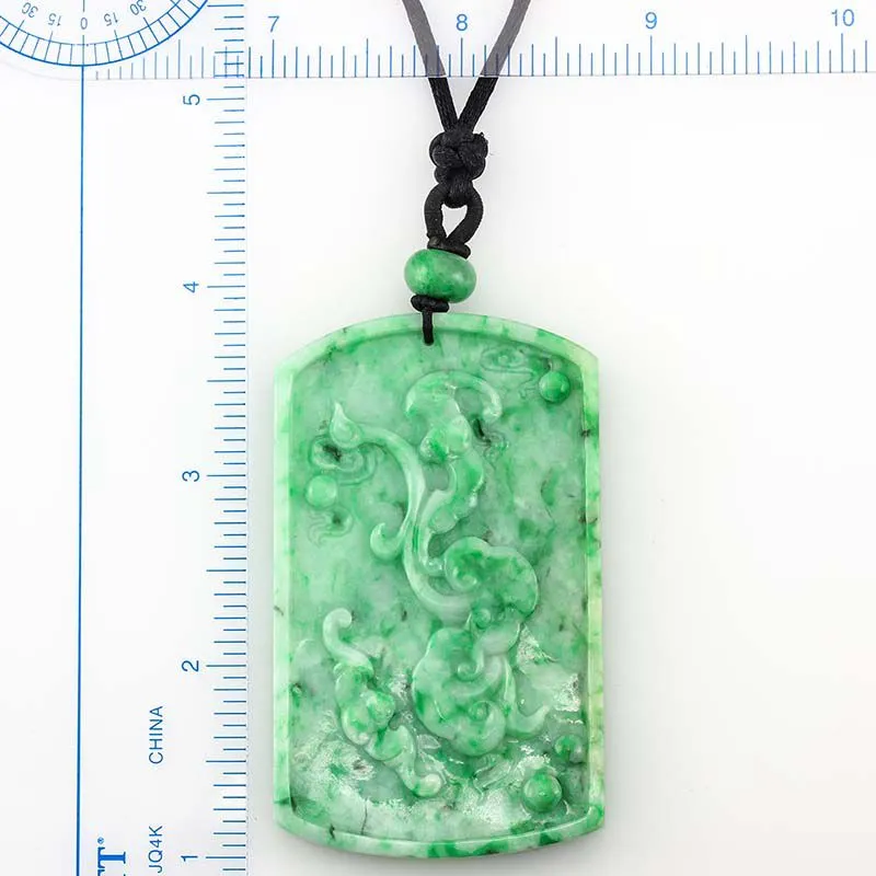 Carved Green Jadeite Jade Dragon Necklace