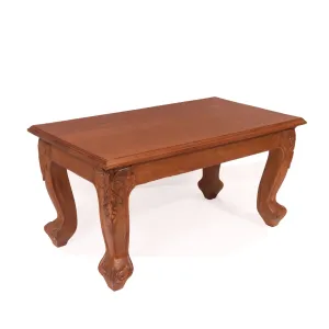 Carved Leaf Wooden Handmade Classic Coffee Table