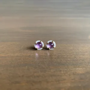 Carved Prong Set Amethyst Studs