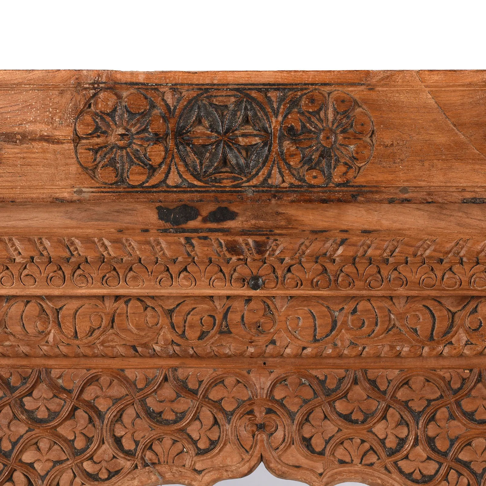 Carved Teak Window Mirror From Maharashtra - 19th Century