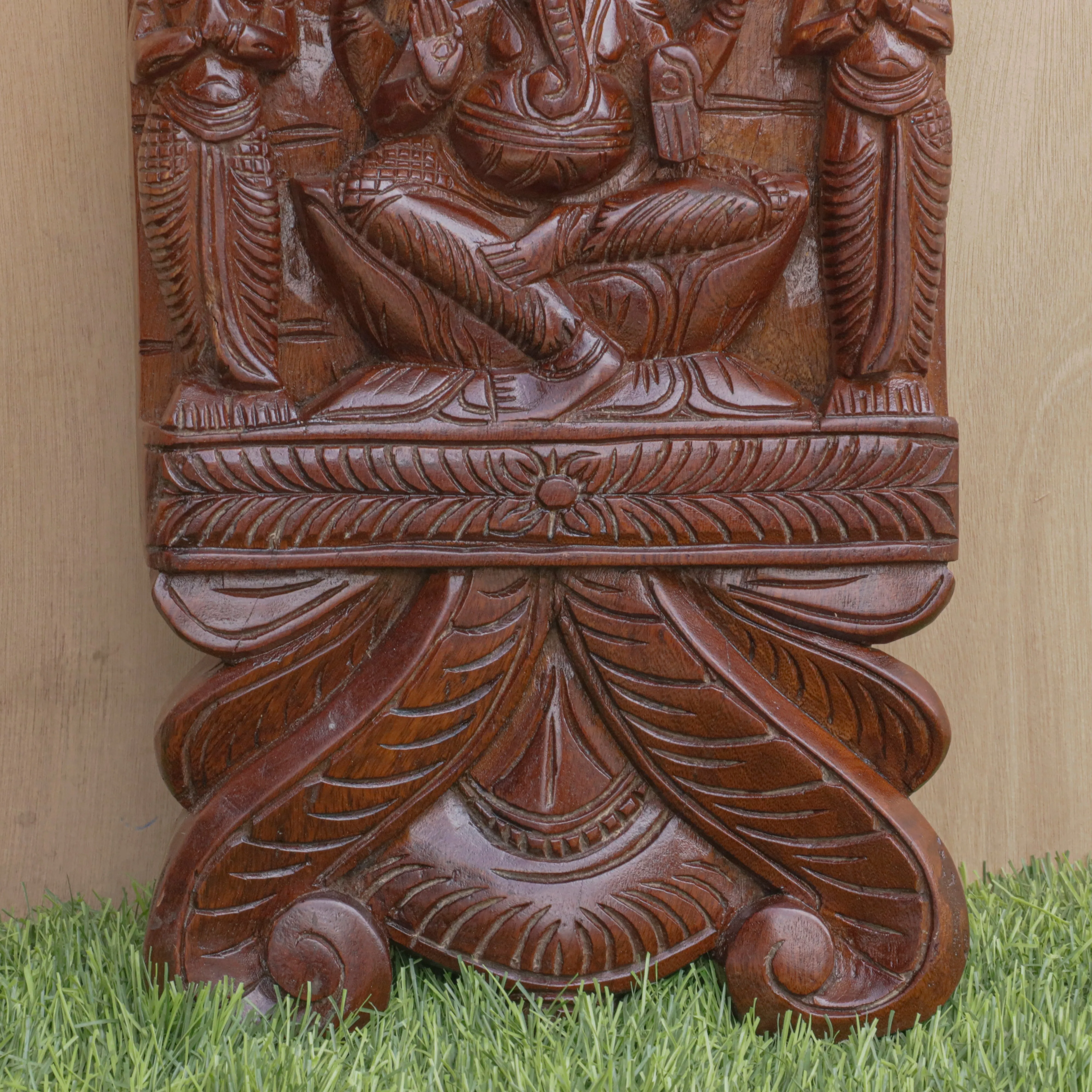 Carved Wooden Ganesh Ji Panel