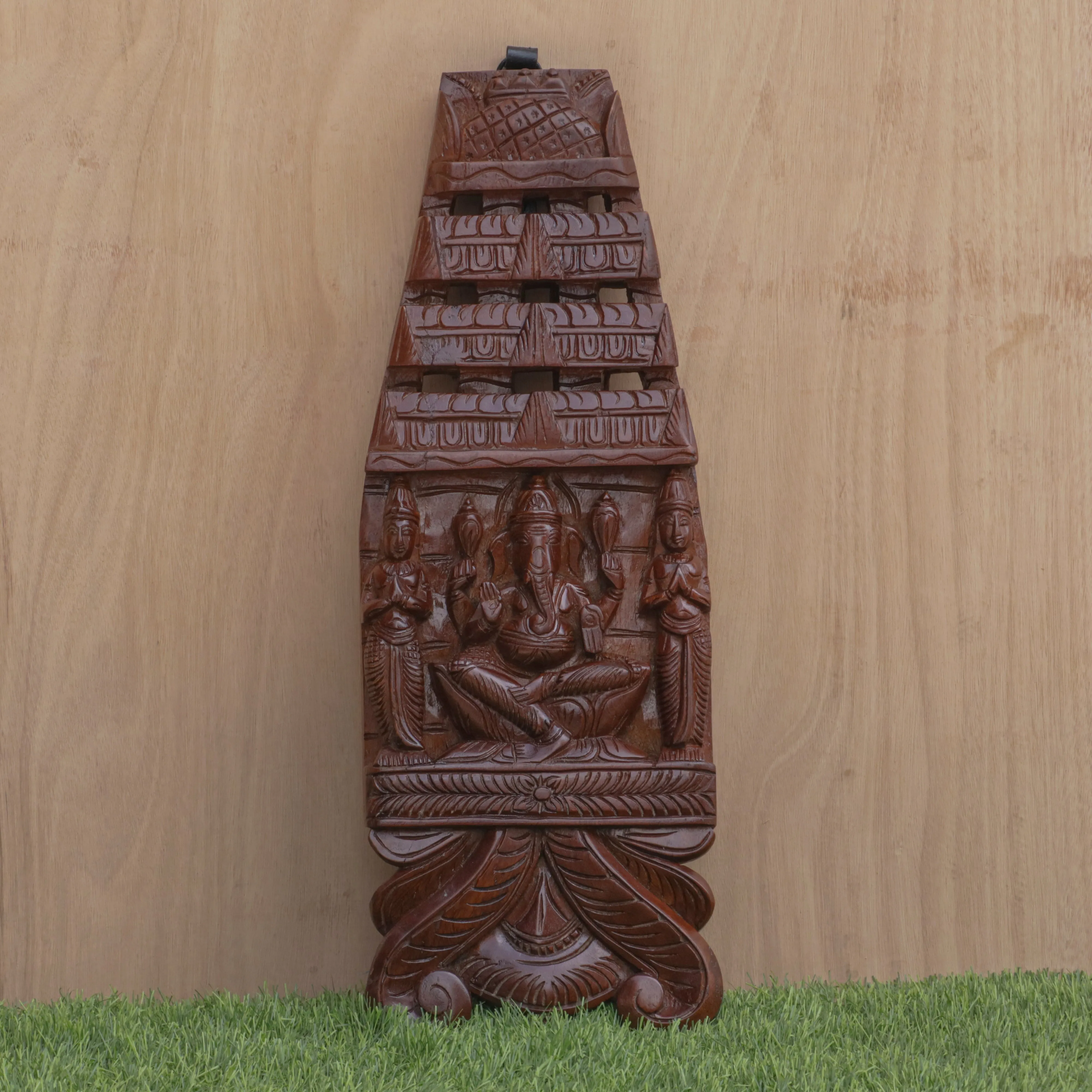 Carved Wooden Ganesh Ji Panel