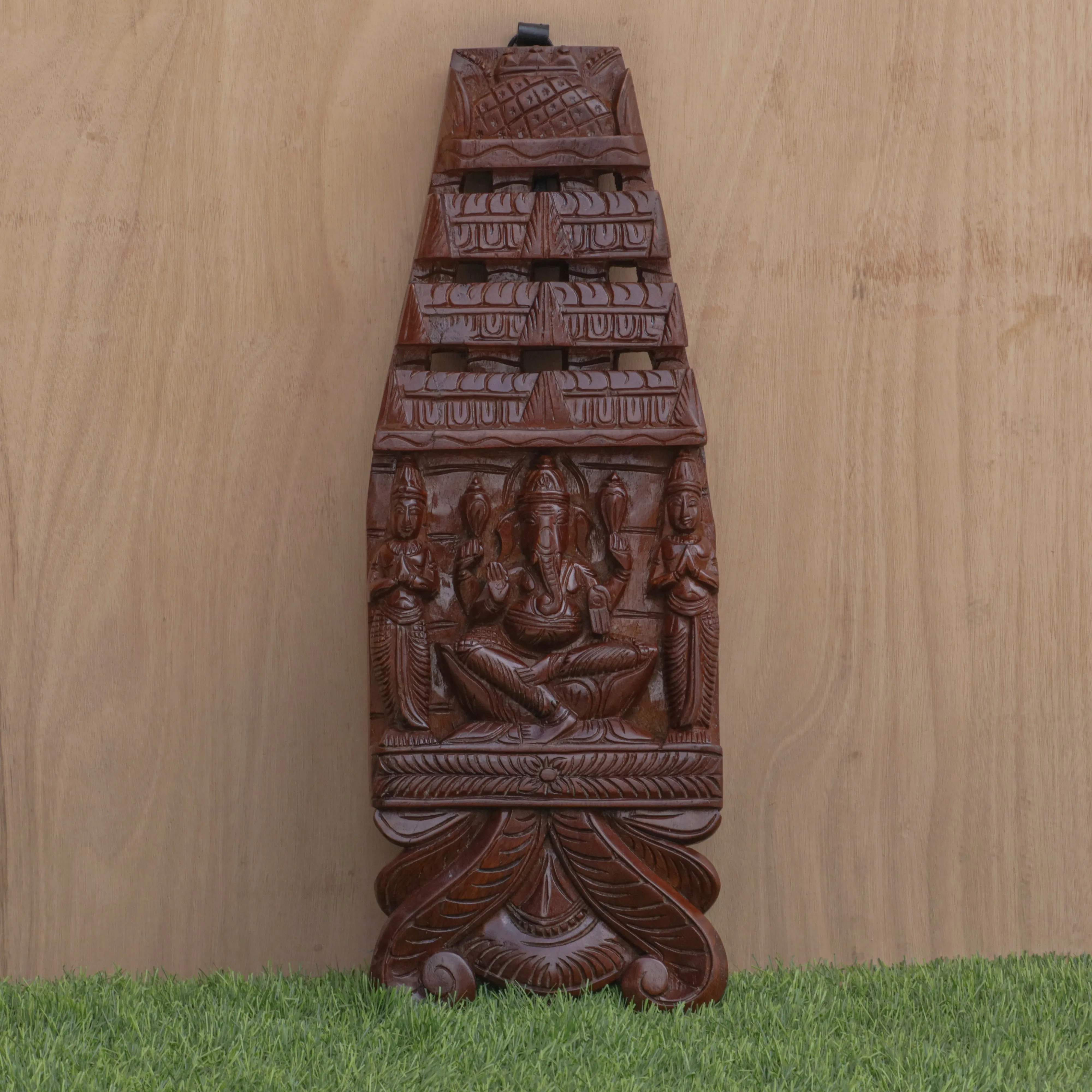 Carved Wooden Ganesh Ji Panel