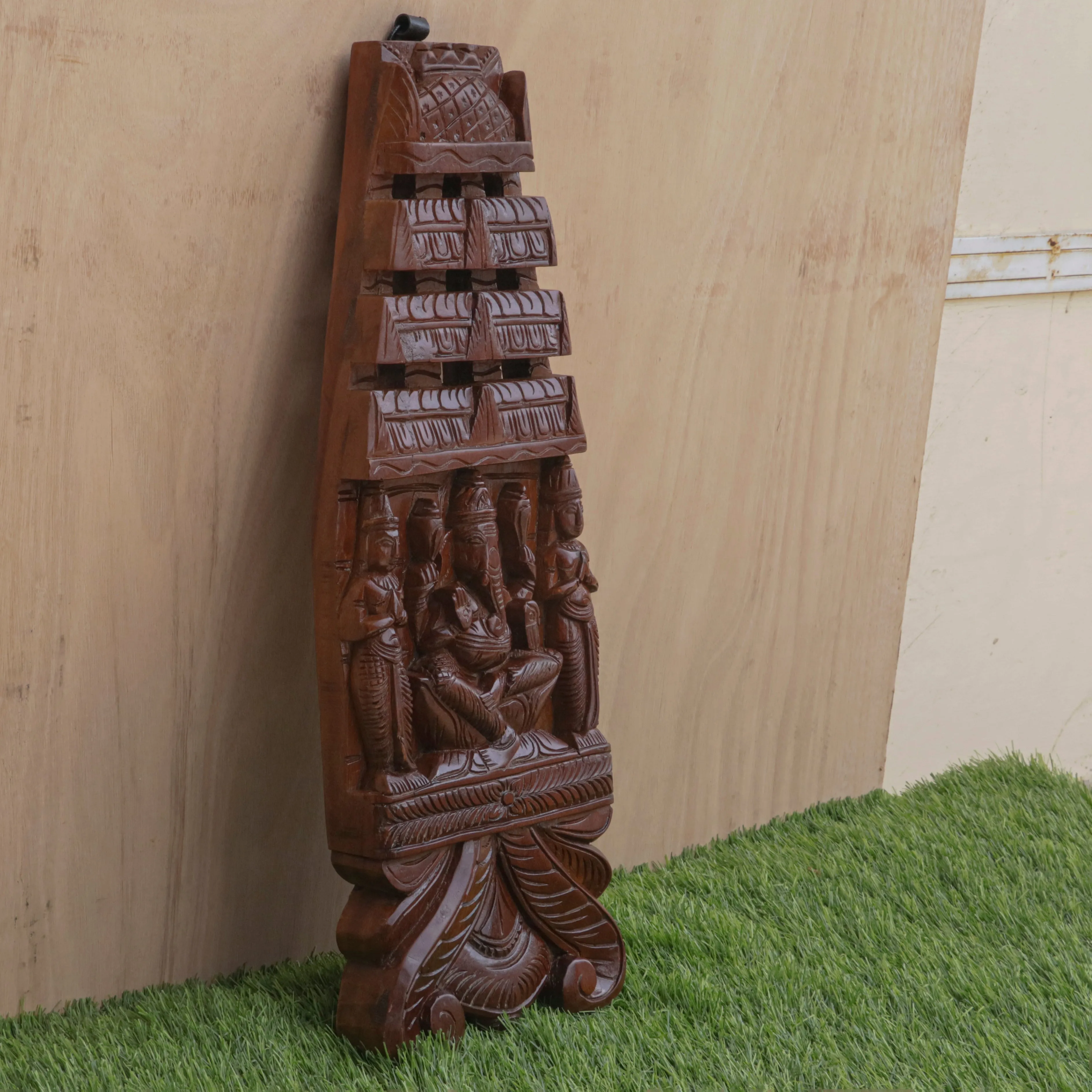 Carved Wooden Ganesh Ji Panel