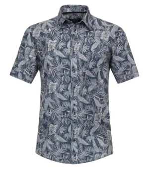 Casa Moda - Short Sleeve Linen Shirt, Tropical Print