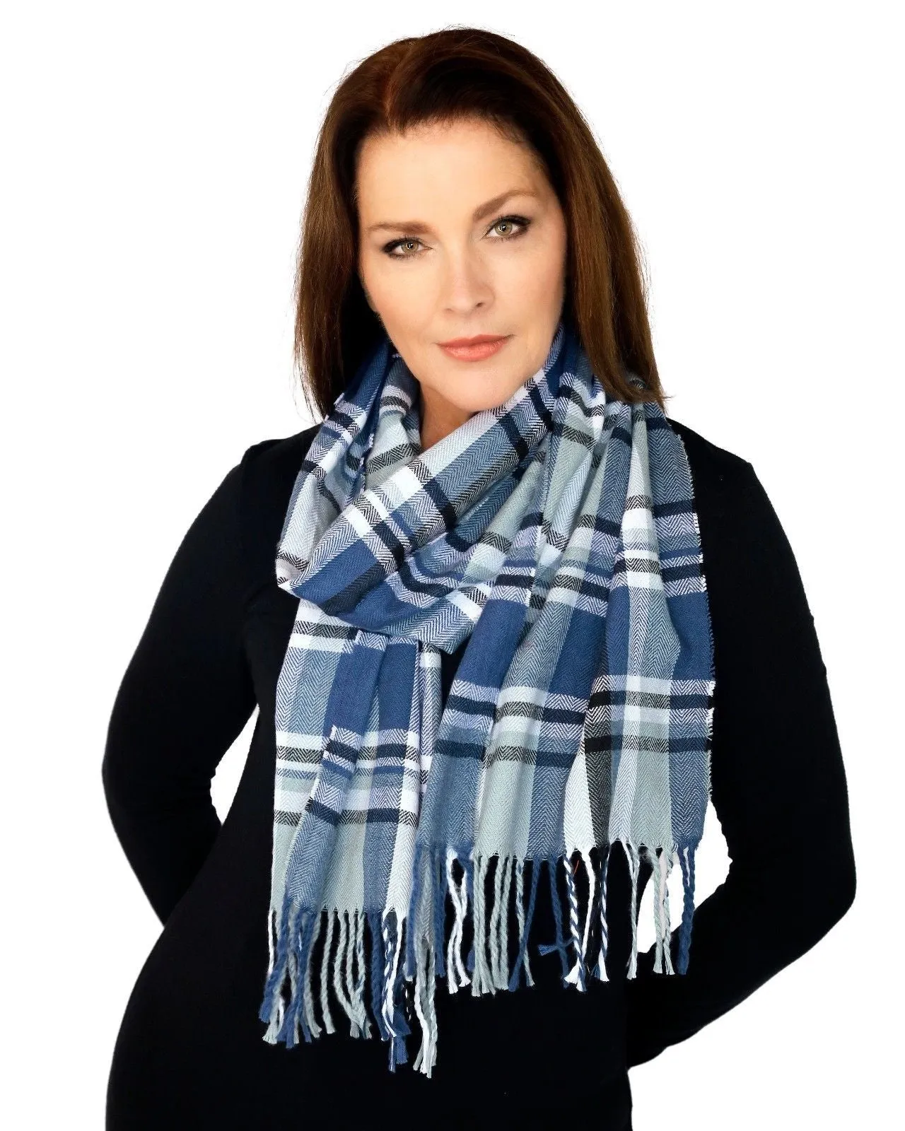 Casaba Womens Warm Winter Scarves Scarf Wraps Shawls Tri-Tone Plaid Great Gifts