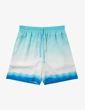 Casablanca Blue Alebrije Armadillo Silk Shorts