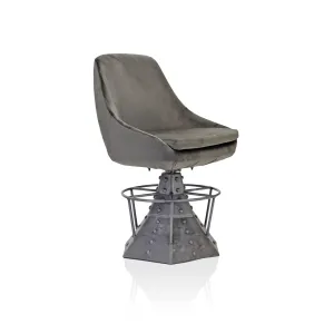 Casemate Industrial Dining Chair - Adjustable Height - Gray Velvet - Pair